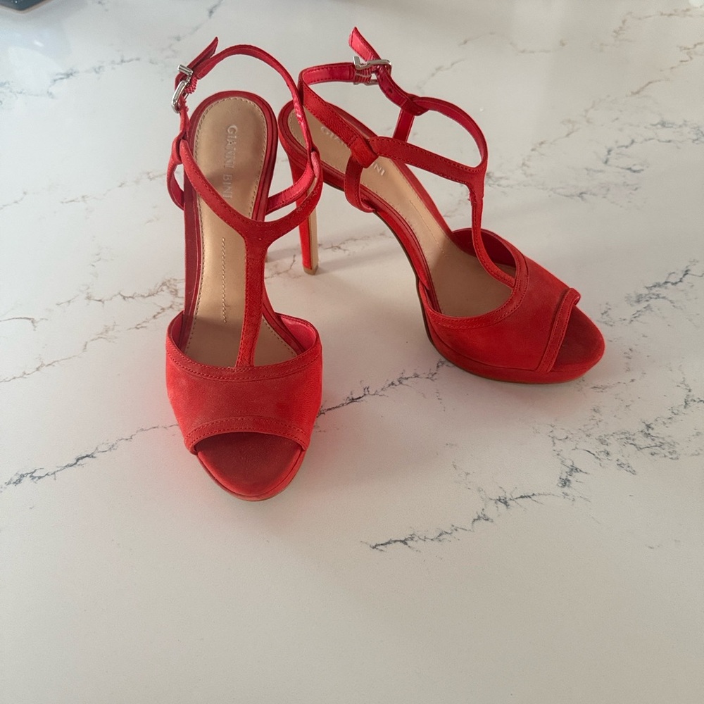Gianna Bini Vibrant Red Strappy Heels